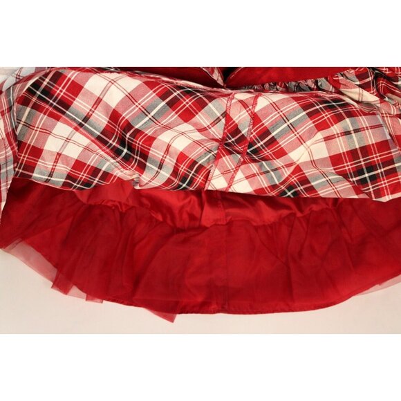 2012 Gymboree Holiday Memories Red White Plaid Dress sz 5T Shiny Lined Bow Cute - Picture 7 of 9